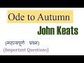 ODE TO AUTUMN Questions and answers