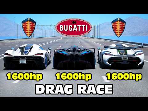 Bugatti Bolide vs Koenigsegg Absolut vs Koenigsegg Jesko DRAG RACE