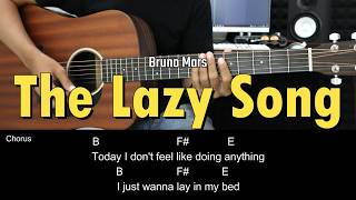 The Lazy Song - Bruno Mars | EASY Guitar Tutorial with Chords / Lyrics