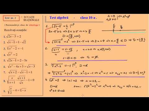 Test - ecuatii irationale, clasa a X-a (tehnologic)