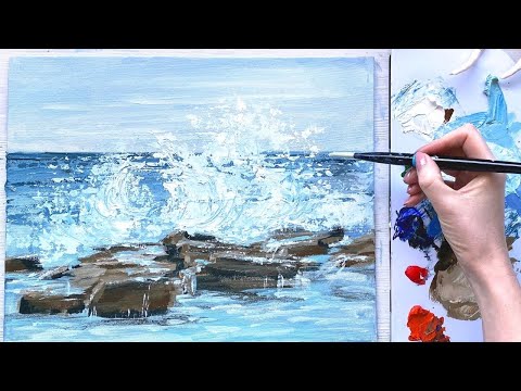 PAINTING TUTORIAL Acrylic Ocean for Beginners | Katie Jobling Art