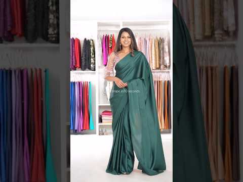 5 Min Drape in 10 Sec | reception blouse design | saree draping | satin saree collection | #shorts
