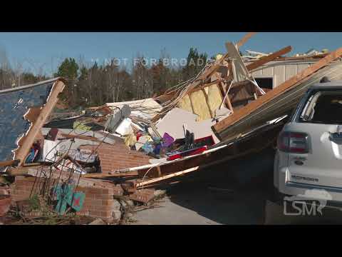 12-02-2022 Caledonia, MS - 4K Stock Footage Mississippi Tornado damage & Cleanup