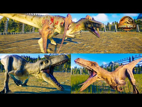 2 ALLOSAURUS VS 5 VELOCIRAPTORS (DINOSAURS BATTLE) - Jurassic World Evolution 2