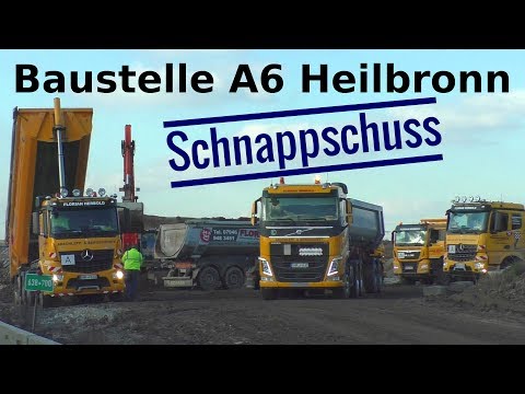 Baustelle Autobahn A6 Heilbronn - Schnappschuss Video - Highway construction site snapshot