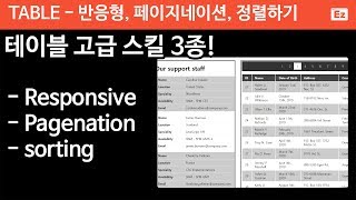 jQuery 69 [ Table ] 테이블 고급 스킬 3종 ! - 반응형, 페이지네이션, 가나다순 정렬하기