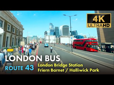 London Bus Ride, Route 43, Double Decker, 4K Virtual Tour