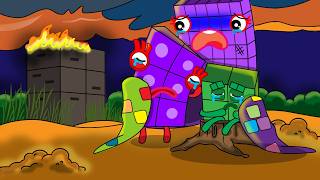 Numberblocks 60 Sharing a Single Blanket Near Their Burnt Block House l Numberblocks fanmade colorin