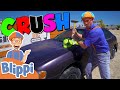 Blippi Crushes A Car With An Excavator Learn Verbs For Kids Educational Videos For Toddlers