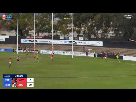 Round 12 SANFL Snapshot - Adelaide's Billy Frampton kicks a checkside set shot