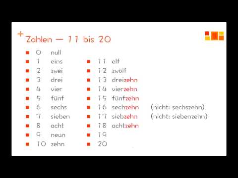 Learn German - the numbers from 0 to 20