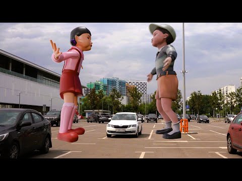 Fantástica historia: La muneca del juego del Calamar apareció en la ciudad