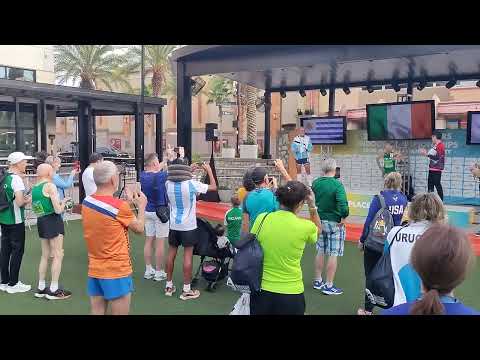 World Masters 2025: M70 800m Medal Ceremony. Joe Gough