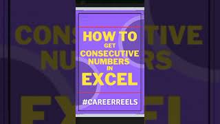 How to create Consecutive Numbers in Excel #WillntrixShorts #Shorts