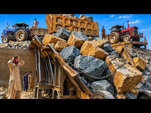 BIG ROCK 🪨 Crusher Machine - FULL Powerfull Process A Giant in Action-Big Rock Crushing