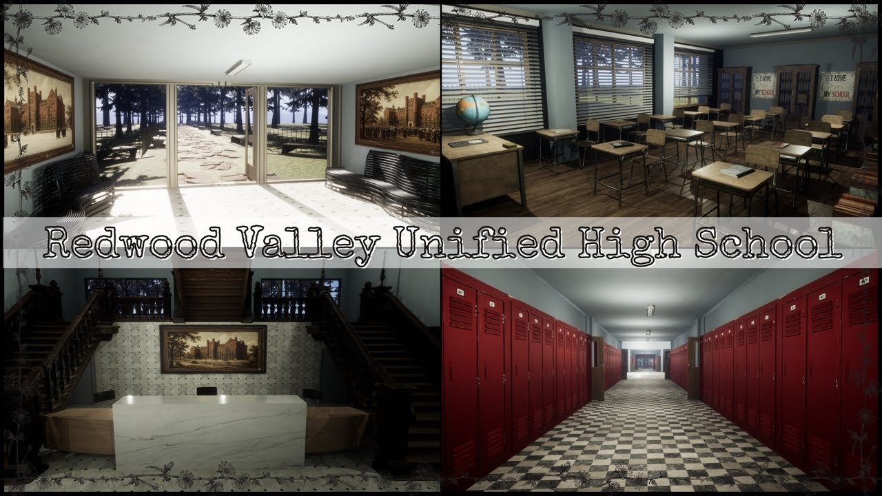 Объединенная средняя школа Redwood Valley. Крупномасштабная образовательная внутренняя среда 1990-х годов. 3D Модель