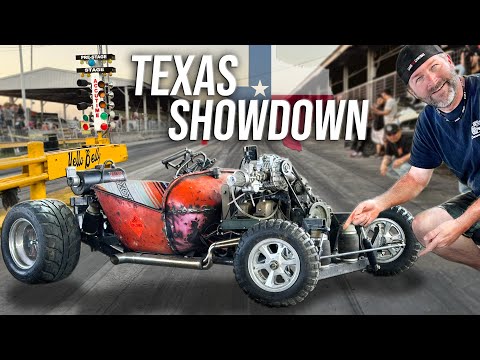 Supercharged 4 Cylinder Wheel Barrow Hits the Drag Strip at the BIGGEST Mini Bike Race in Texas!