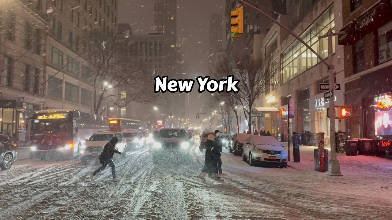 Walking In The Snow At Night New York City Snow Storm