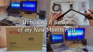 Unboxing & Setup with me of my New Monitor! (Nvision N2455 24") • (ASMR • AESTHETIC)