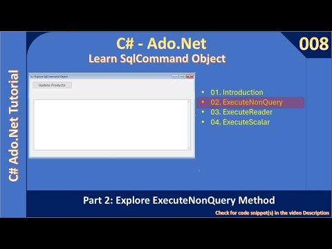 Sqlcommand Part 2 Executenonquery Example Ado Net Tutorial 008