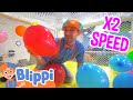 Blippi Moves Around At An Indoor Playground BLIPPI X2 SPEED Fast Educational Videos For Kids