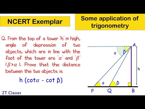 From the top of a tower ‘h’ m high, angle of depression of two objects, which are in line with foot