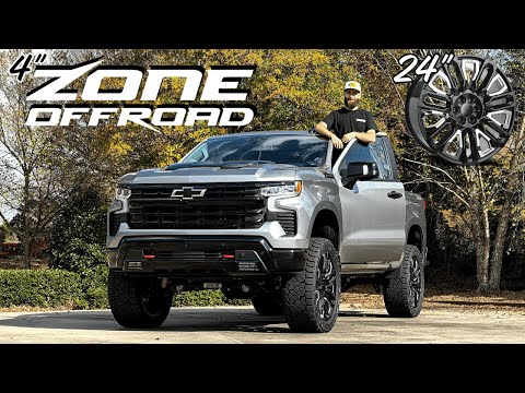 THE PERFECT FIT: 2025 Chevy Silverado 1500 Trailboss | 4" Zone Offroad Lift Kit | 24" OE Replicas