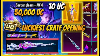 LUCKIEST 50,000 UC AWM CRATE OPENING - 10 UC LUCK / NEW ULTIMATE SET CRATE OPENING ( BGMI )