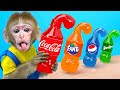 KiKi Monkey choose Coca or Fanta or Pepsi Honey Jelly Idea & go shopping M&M Candy |KUDO ANIMAL KIKI