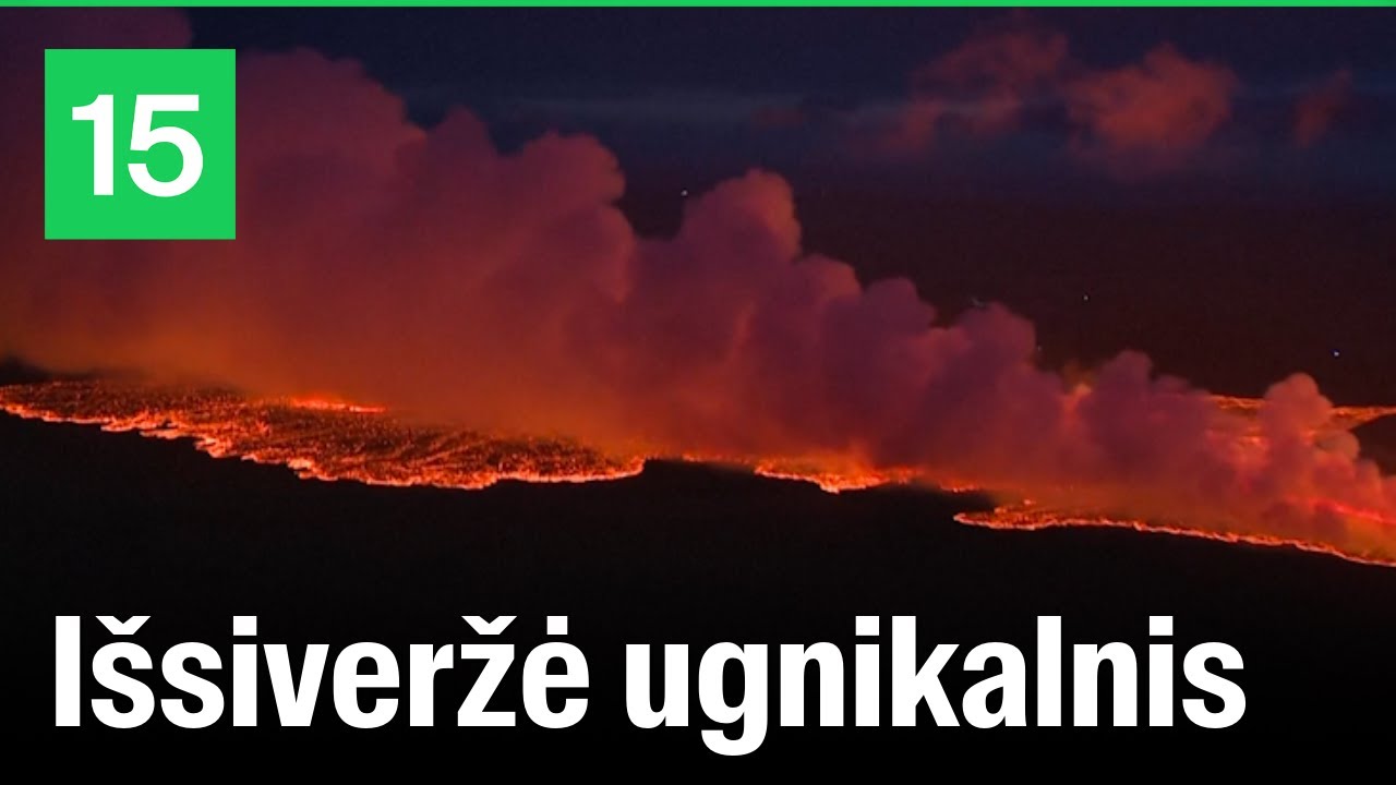 Įspūdingi vaizdai: Islandijoje išsiveržė ugnikalnis