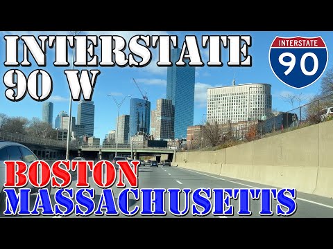 I-90 West - Massachusetts Turnpike - Boston - Massachusetts - 4K Highway Drive