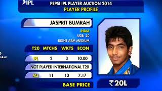 BUMRAH IPL AUCTION//BASE PRICE 20 LAKHS