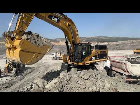 Caterpillar 365C & 385C Excavators Dig Deep At Massive Mine - Sotiriadis/Labrianidis Mining - 4K
