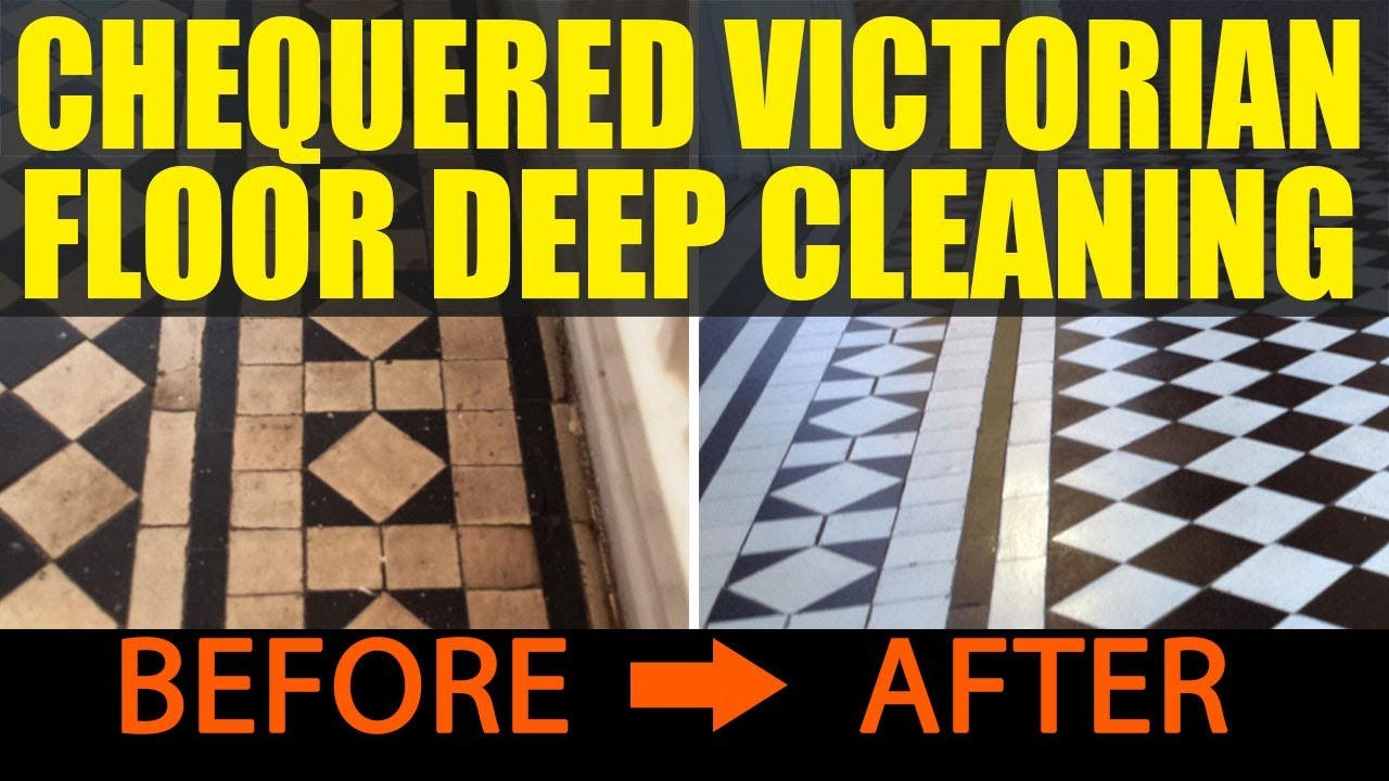 Watch video Victorian Chequer Tiled Hallway Floor Deep Cleaned in Cardiff Now Victorian Chequer Tiled Hallway Floor Deep Cleaned in Cardiff