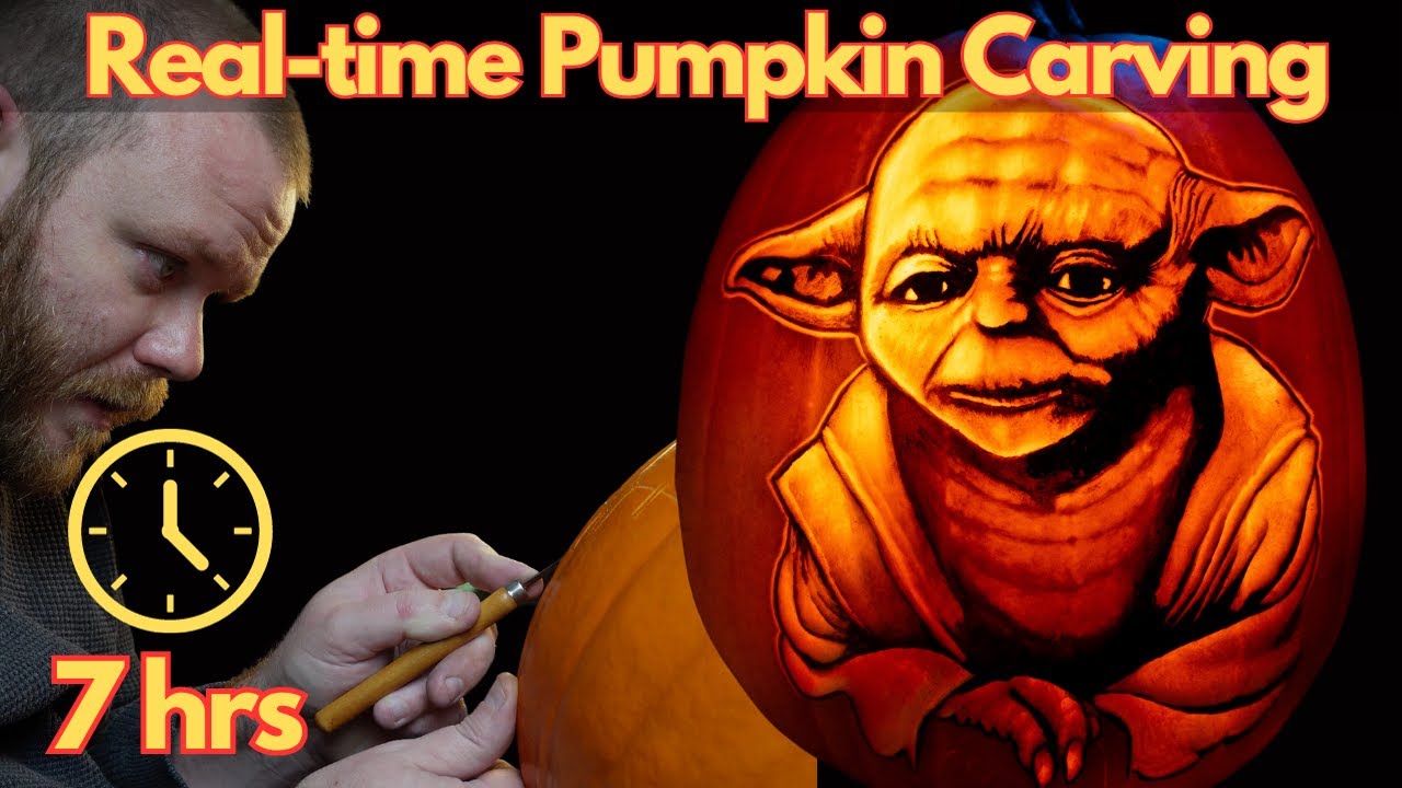 Yoda Pumpkin Carving in Realtime (NO EDITING)