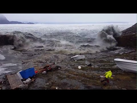 | GREENLAND TSUNAMI | Tsunami wave, Hit by tsunami - Camera 3 [unbelievable]