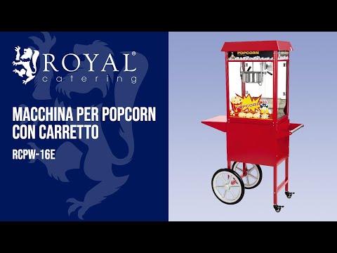 Video - Macchina per popcorn con carretto - rossa