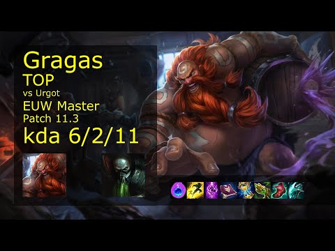 Gragas Top vs Urgot - EUW Master 6/2/11 Patch 11.3 Gameplay