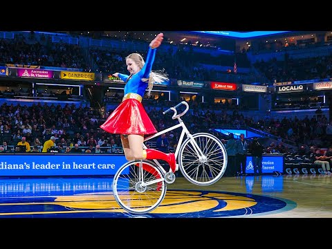 Supergirl flying with bike 😳 NBA Halftimeshow Pacers | Unedited Video | Violalovescycling