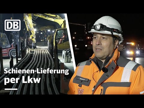 Spektakulärer Transport von neuen Langschienen für Flughafen-Anschluss