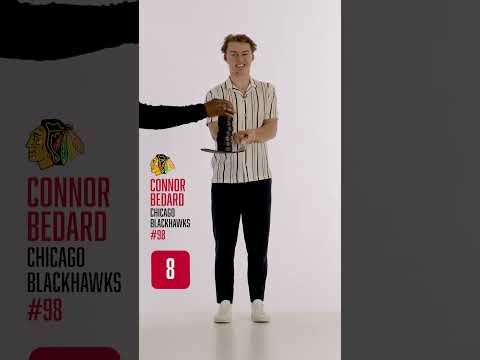 Bedard battles the Puck Stack Challenge 😅