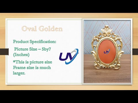 Resin oval golden photo frame, size: 8