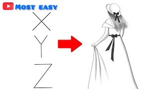 How to draw a girl backside | beautiful girl drawing | Girl with beautiful dress easy drawing