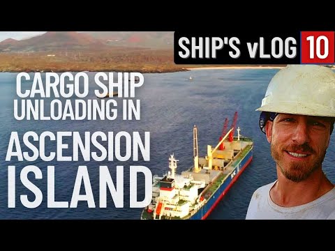 UNLOADING STONE AT ASCENSION ISLAND | TUG AND BARGE OPERATION | SHIP'S vLOG 10