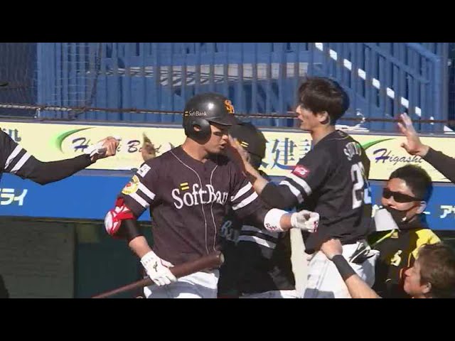 【7回表】ホークス・栗原 均衡を破る先制2ランホームラン!! 2021/3/14 M-H