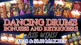 Dancing Drums Slot Machine | Awesome Bonuses and Retriggers | Big Wins @ $. & $. Max Bet Video