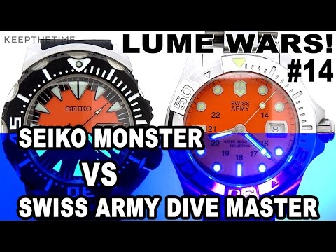 LUME WARS! #14 | SEIKO (LumiBrite) MONSTER VS SWISS (Super-LumiNova) ARMY DIVE MASTER Lumeshots
