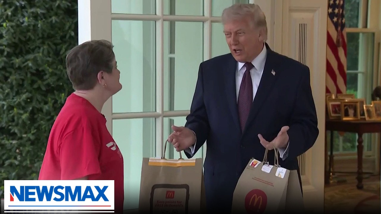 WATCH: President Trump receives McDonalds from DoorDash at White House