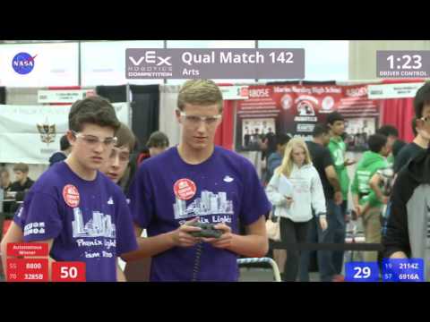 VEX Worlds 2016 - VRC High School - Arts - Qual 142 (8800 3285B) 105 vs 171 (2114Z 6916A)
