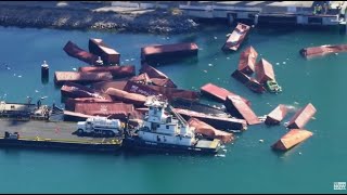 LIVE SKYFOX: Dozens of containers overboard in Long Beach harbor